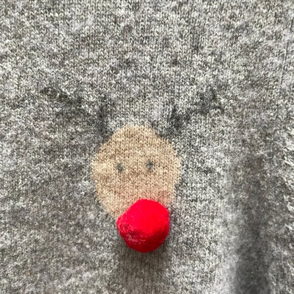 Lucy & Laurel Reindeer Pom Pom Holiday Sweater – Gray (Women’s L) - Picture 3 of 4
